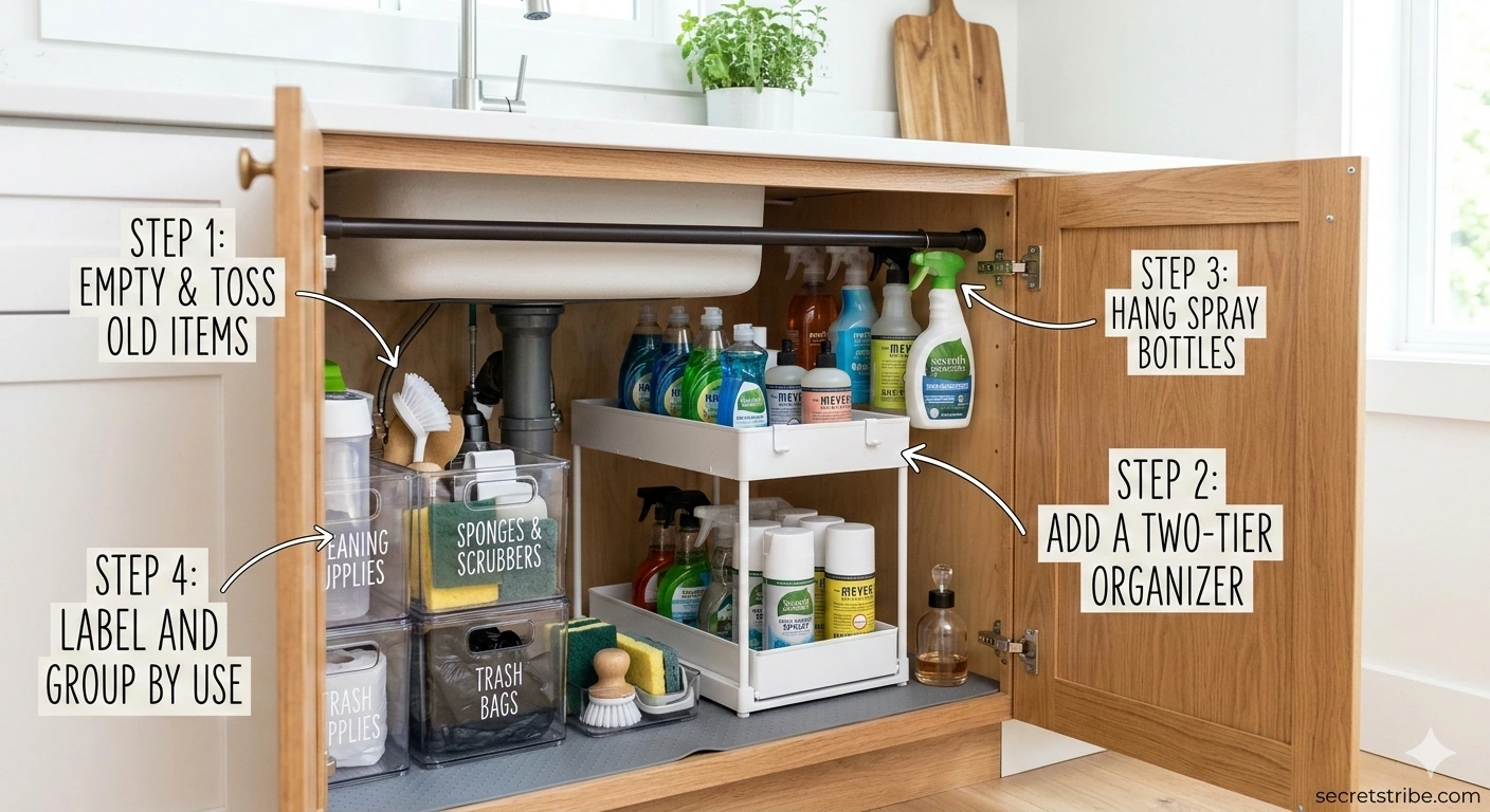 How to Organize Under the Kitchen Sink (Step-by-Step)
