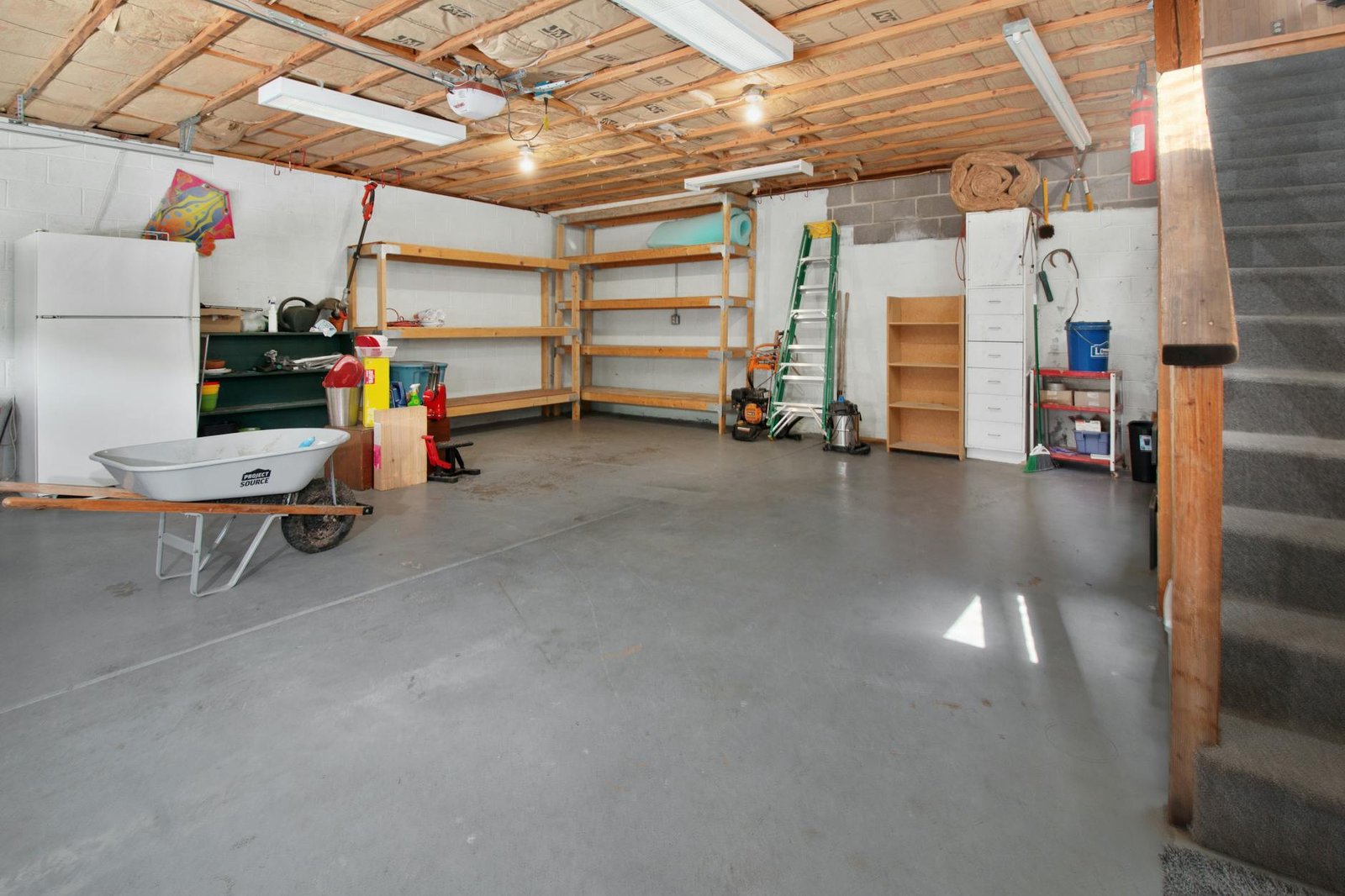 Modular garage shelving system with multiple connected units