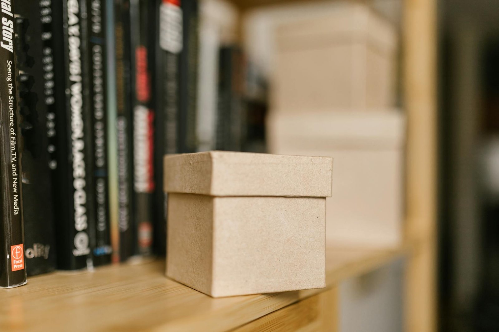 Living room floating shelves with decorative storage and baskets