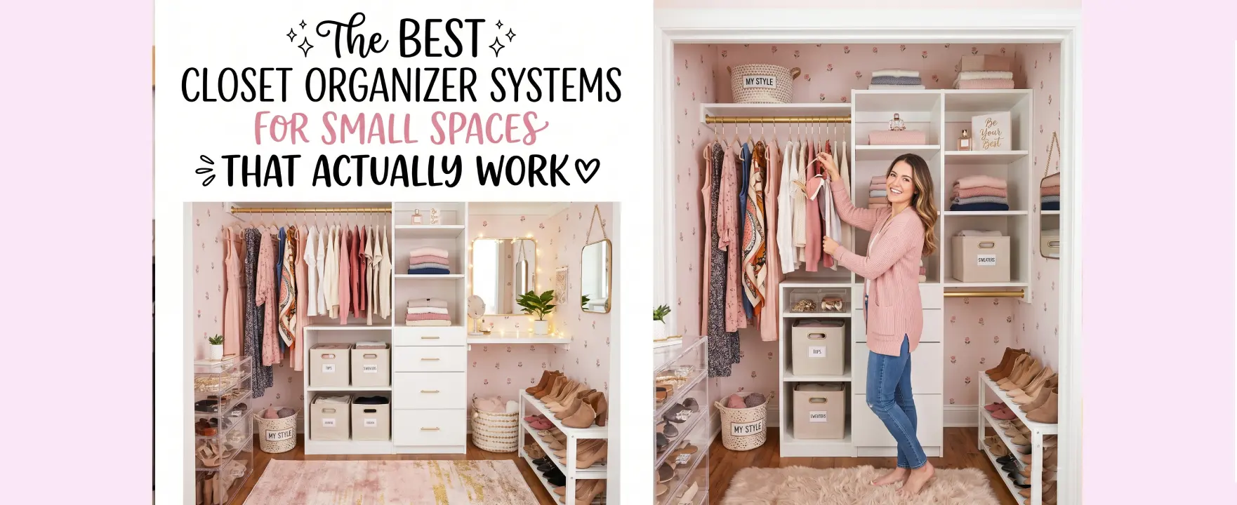 Well-organized small closet with wire shelving and hanging organizers maximizing storage space