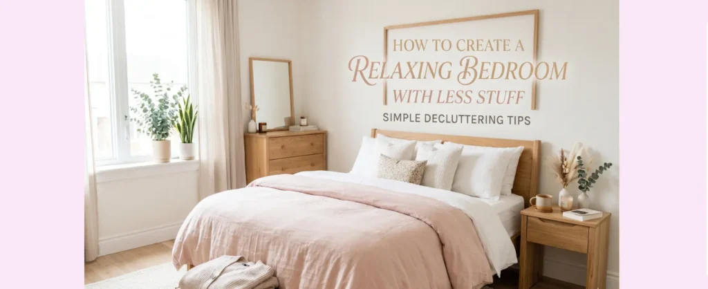 Minimalist bedroom with clear surfaces and calming atmosphere