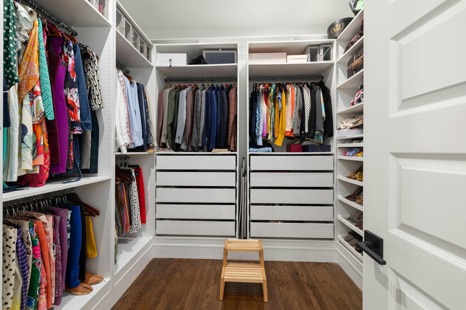 Before and after closet transformation showing capsule wardrobe organization results